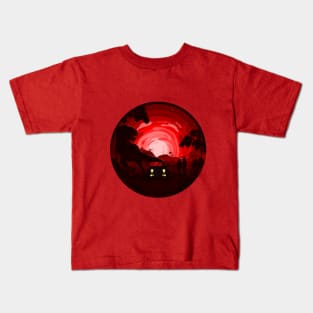 Red Jurassic Rex with Jeep Kids T-Shirt
